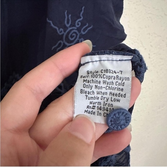 Johnny Was button down blue blouse in In Firefly Glow Navy NEW - Picture 6 of 10